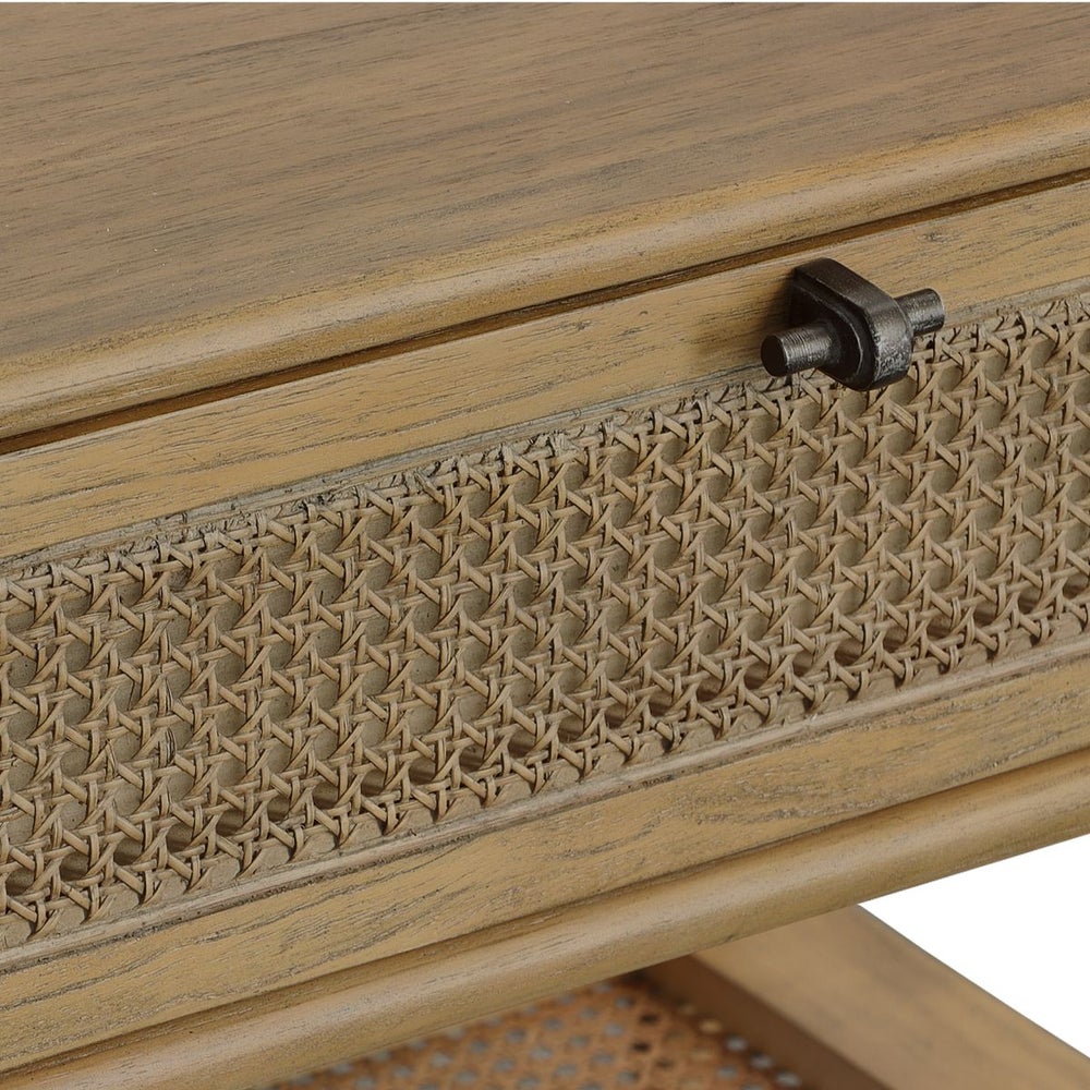 Close up of the hardware on the drawer.