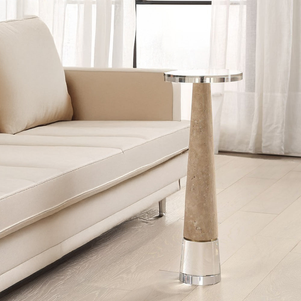 Contemporary Drink Table in a Neutral Living Room.