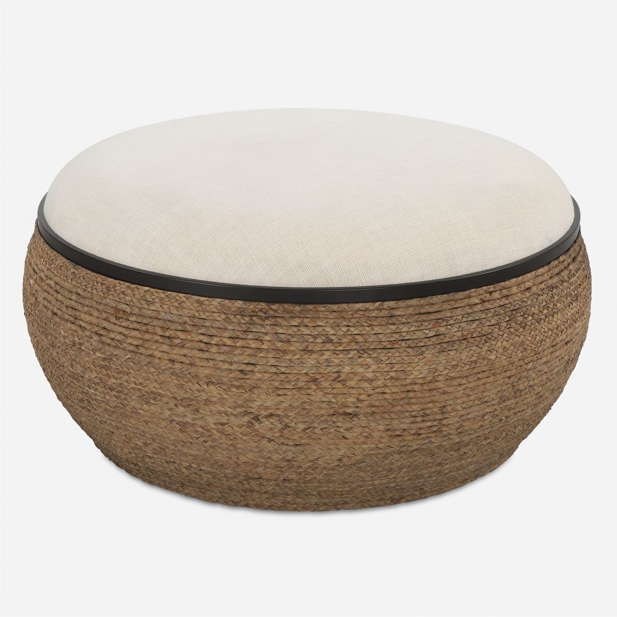 Coastal Ottoman with Rattan Round.