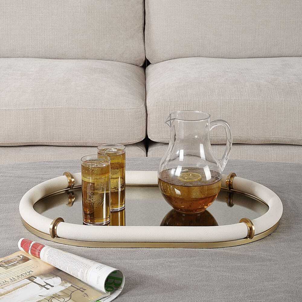 Mirrored Gold and White Tray