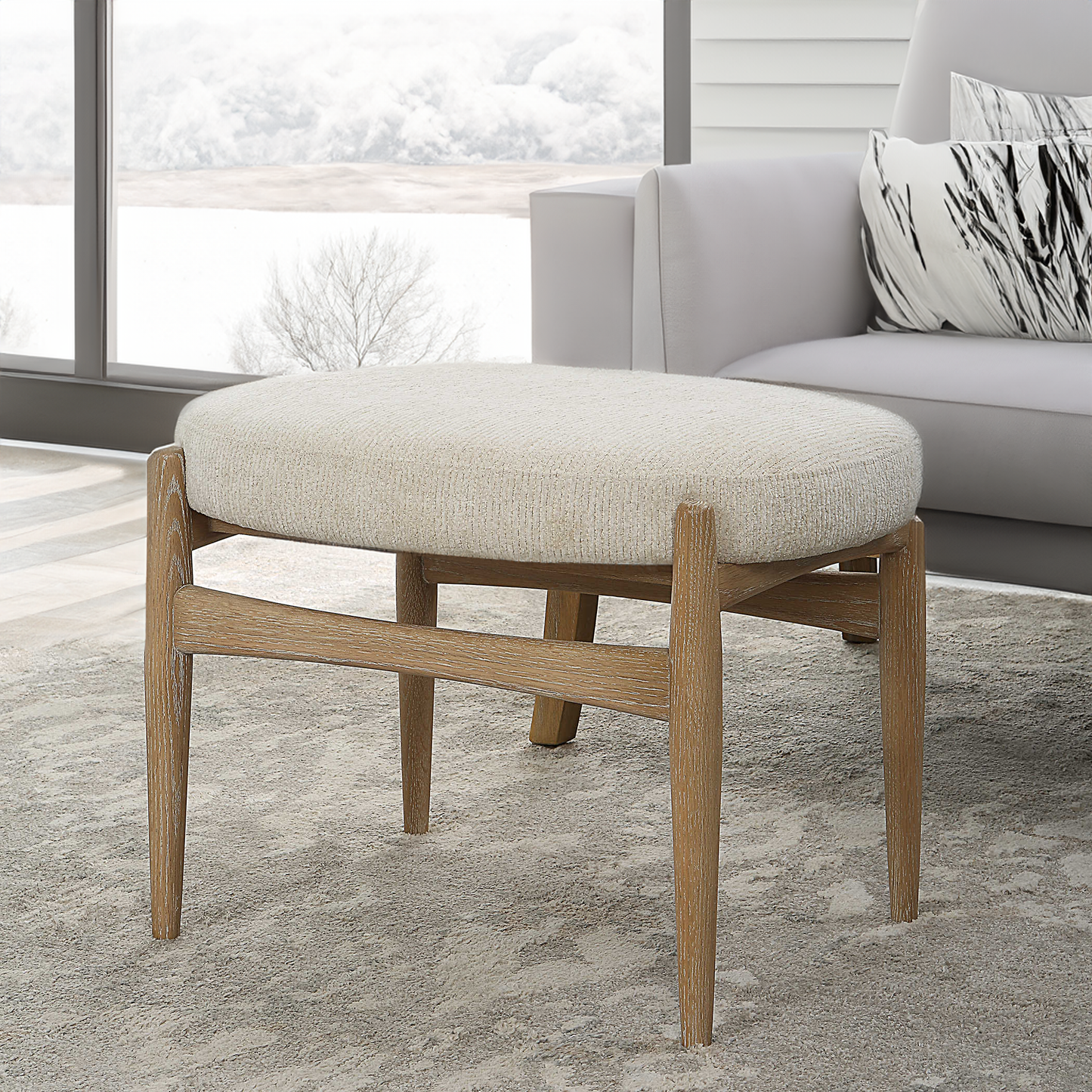 Solid Oak Entryway Nordic Bench