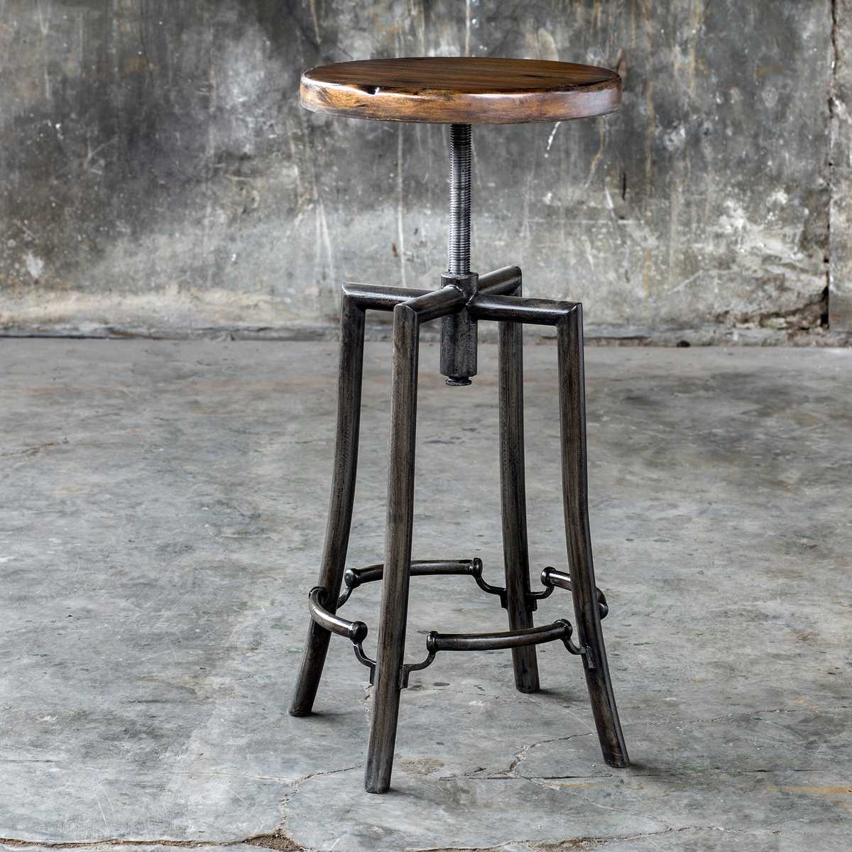 Concrete dark bar stool.