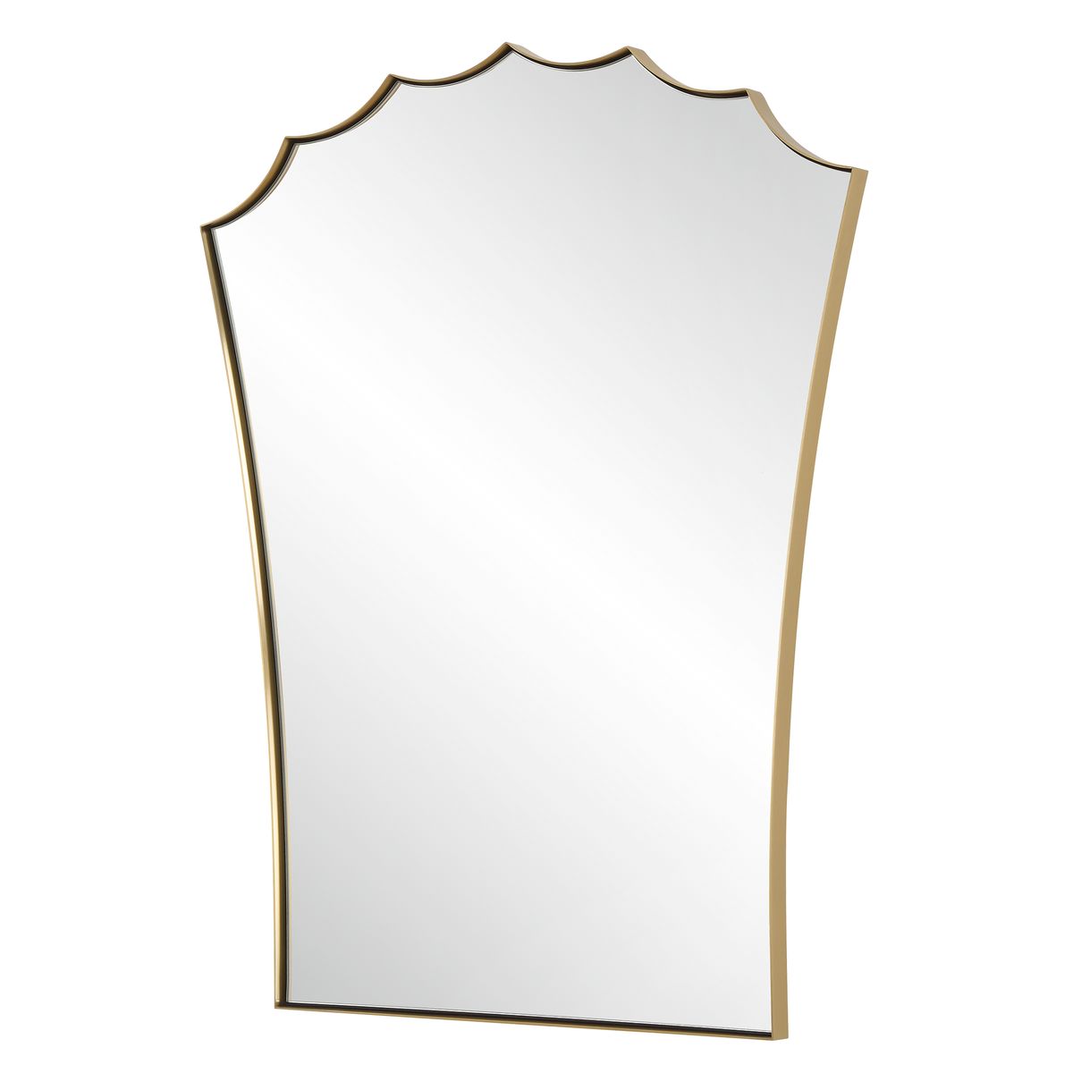 Rectangular mirror with a gold frame on a white background