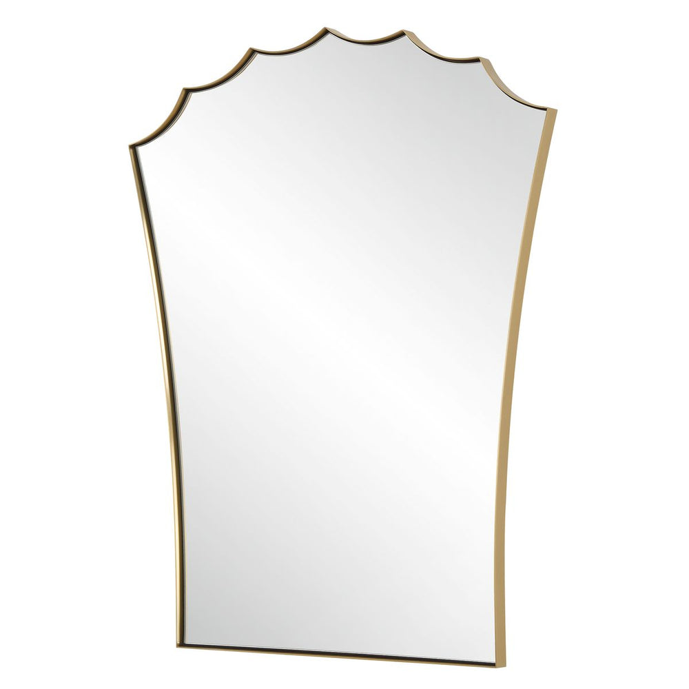 Rectangular mirror with a gold frame on a white background