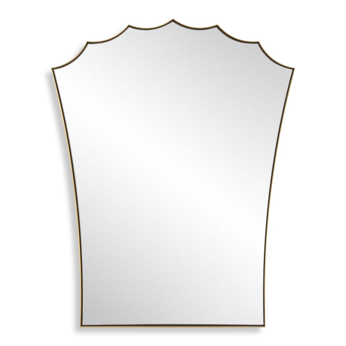 Rectangular mirror with a decorative gold frame on a white background