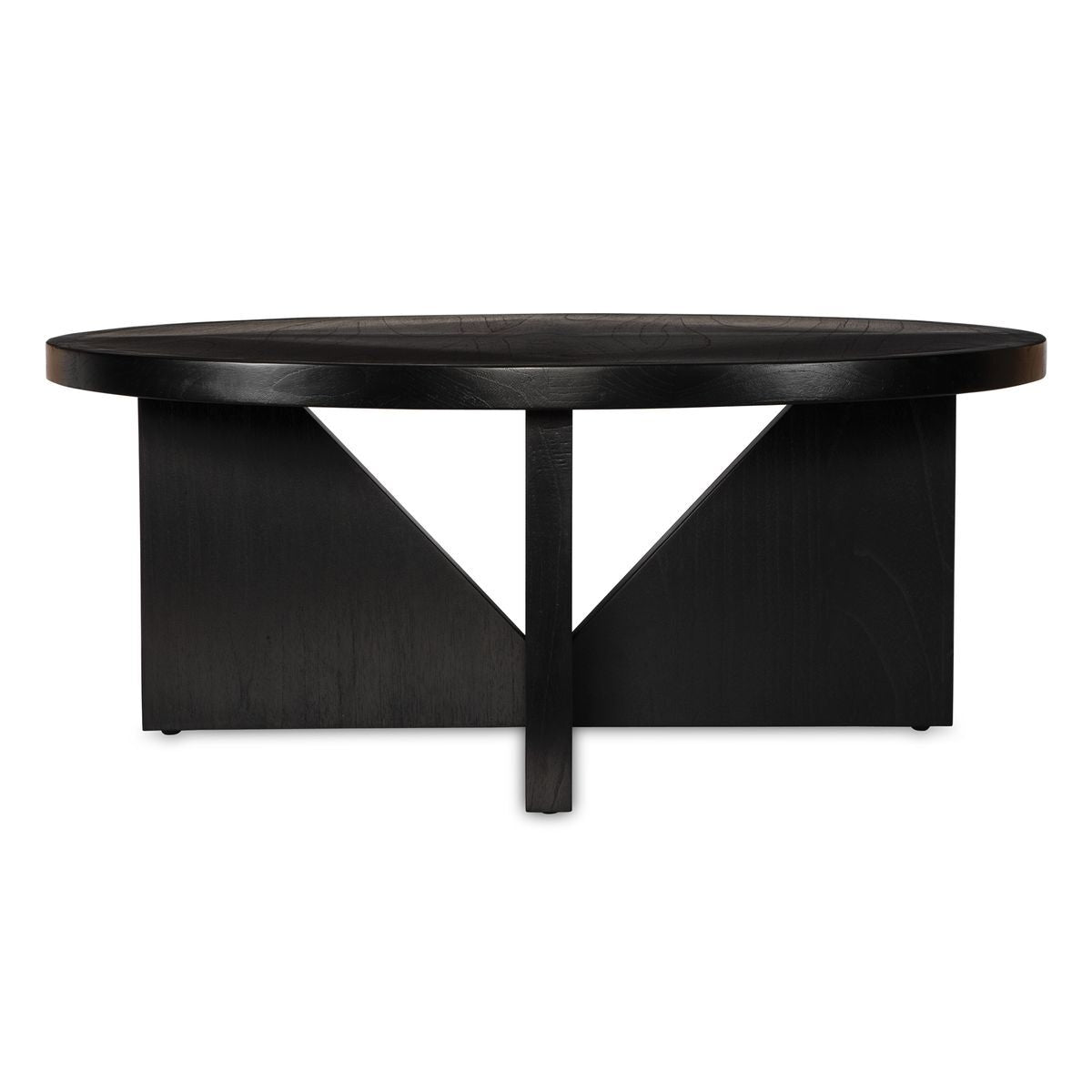 Black round coffee table on a white background