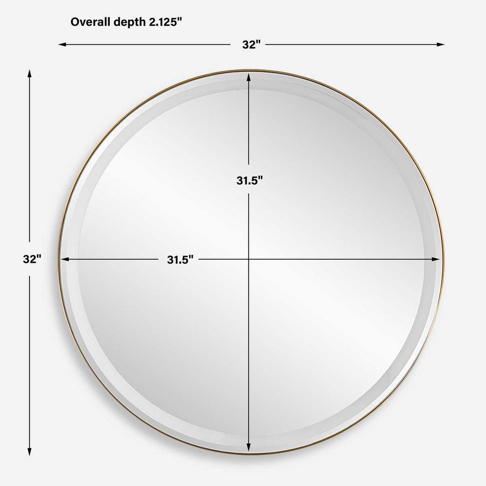 Dimensions of gold rounded frame on white background.