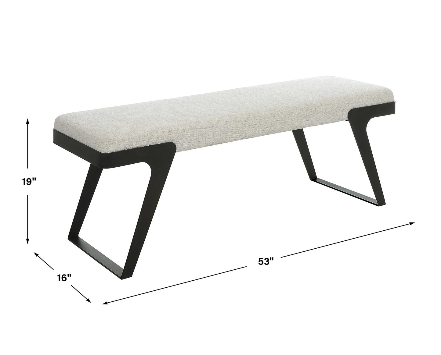 Specifications of white boucle bench.