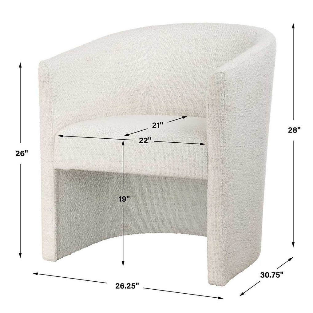 Dimension boucle dining chair.