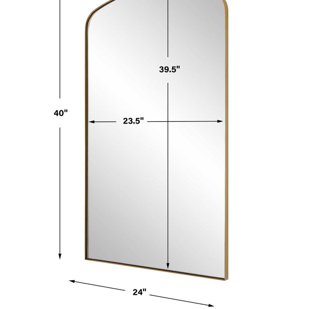 Dimensions arched gold mirror.