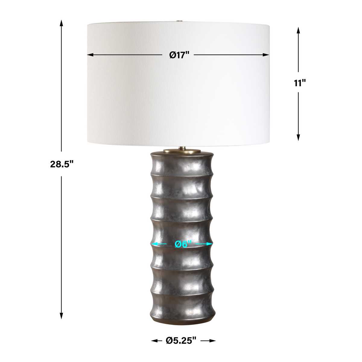 Dimensions of Scalloped Table Lamp.