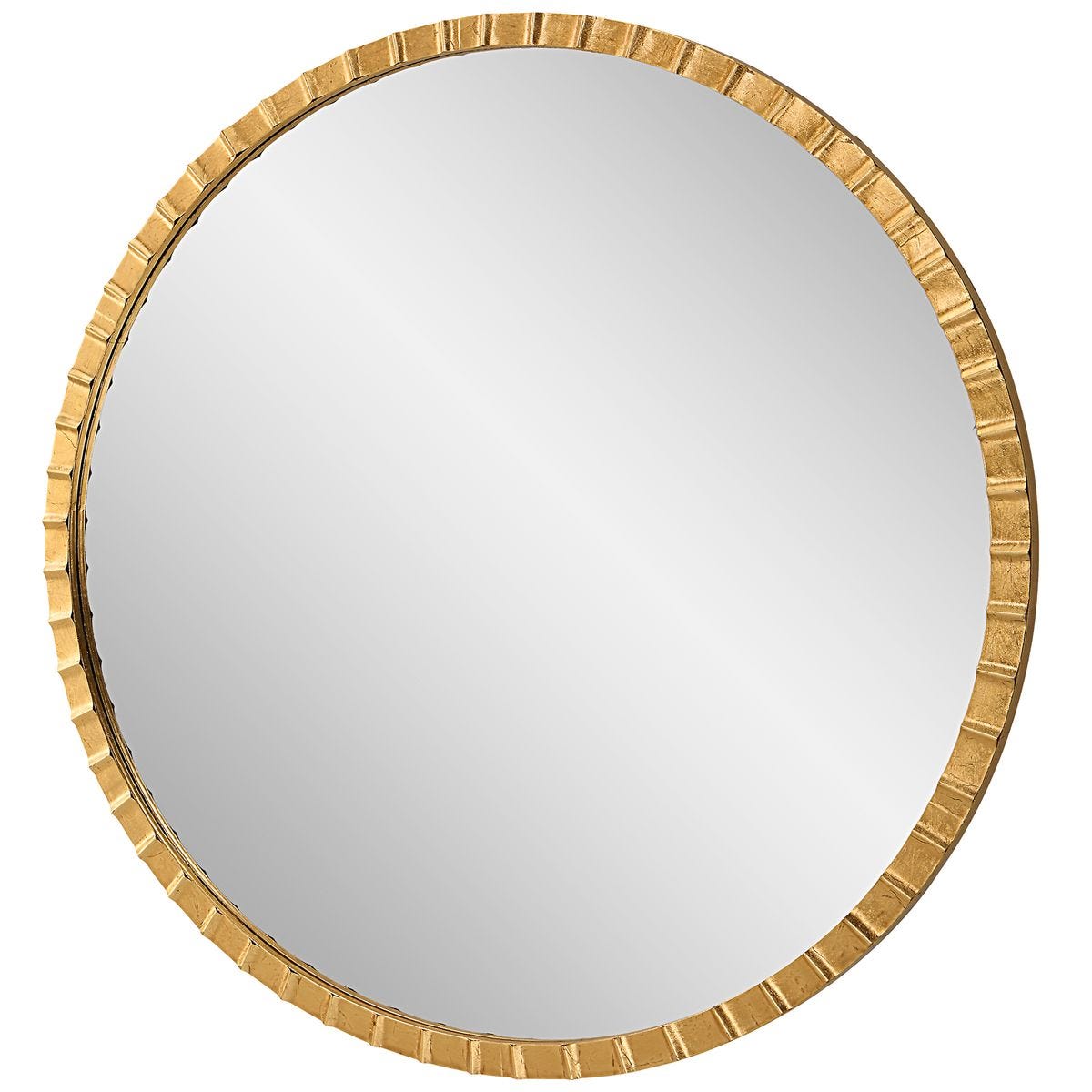 Distressed Gold Mirror - Large, Round, Gold Leaf