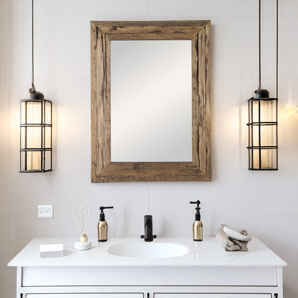 Farmhouse Bathroom Wood Mirror.