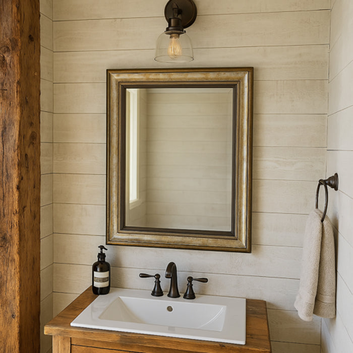 Antique Silver & Dark Bronze Mirror - Vintage, Classic