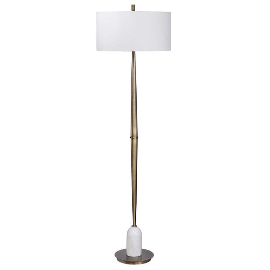 Antique Brass Floor Lamp with Marble Base.