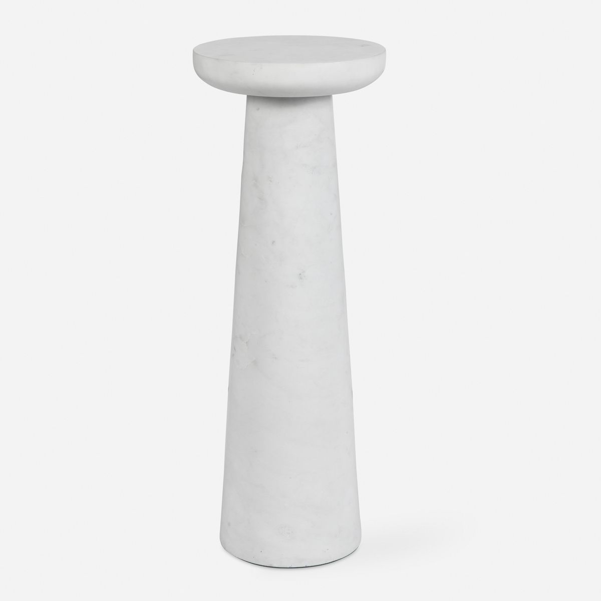 White marble pedestal side table.