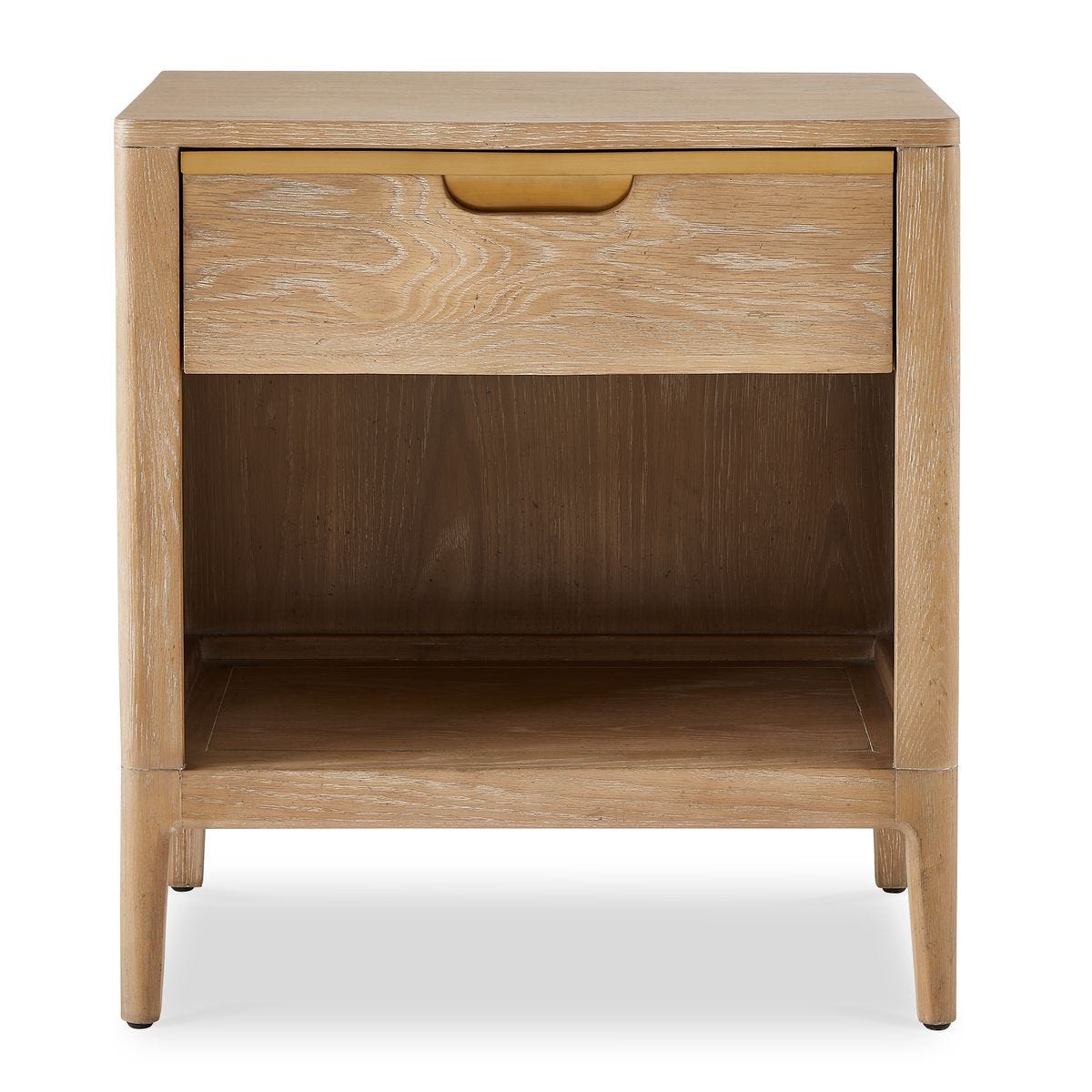 Wooden nightstand with a drawer on a white background