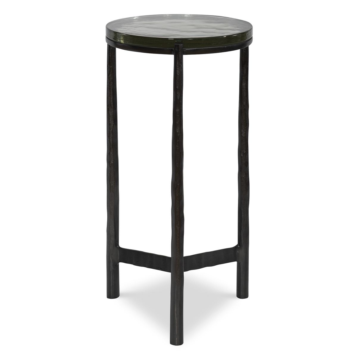 Black bar stool with round seat on a white background