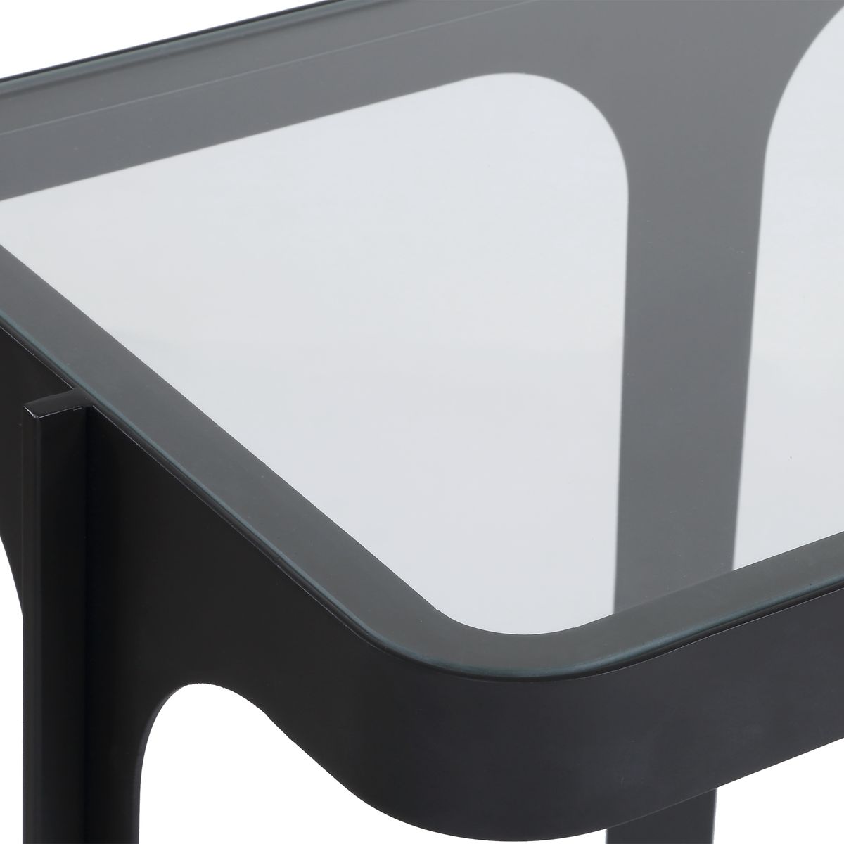 Glass top console table.