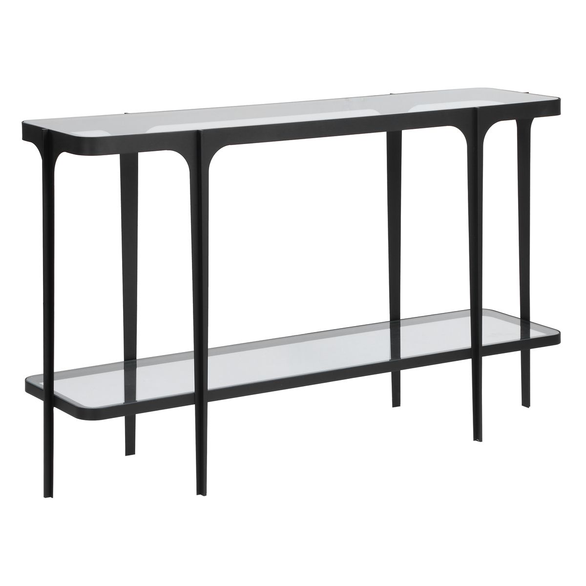Glass top console table.