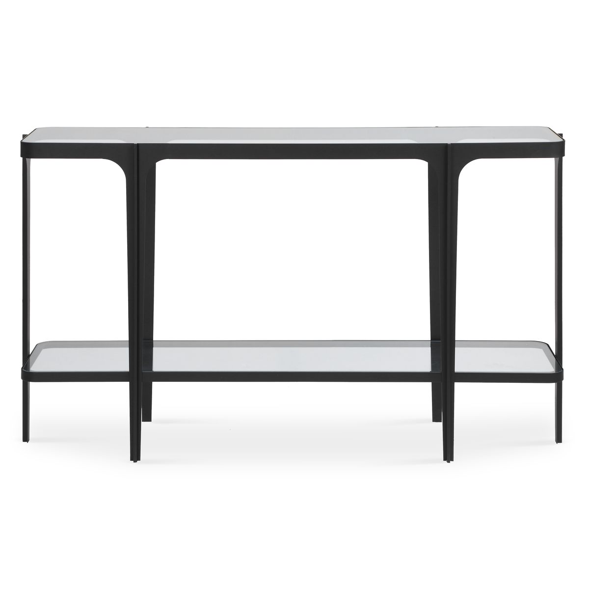 Glass top console table.