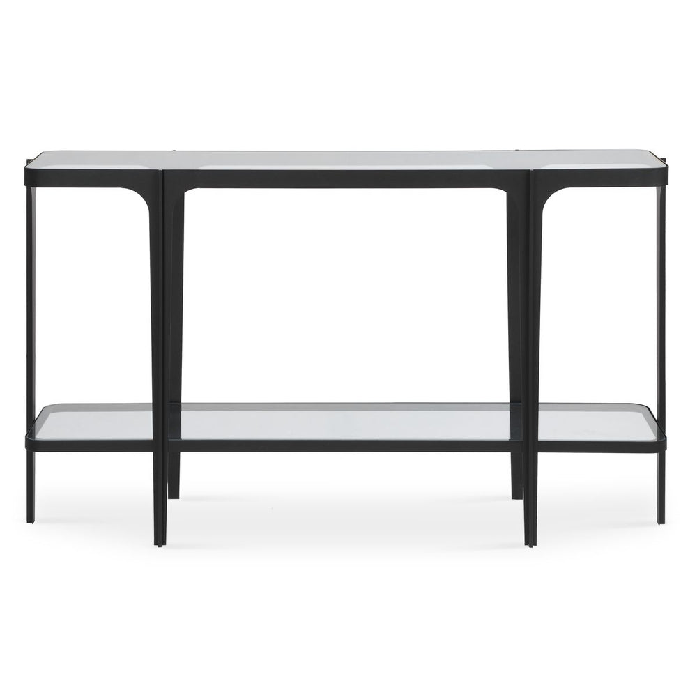 Glass top console table.