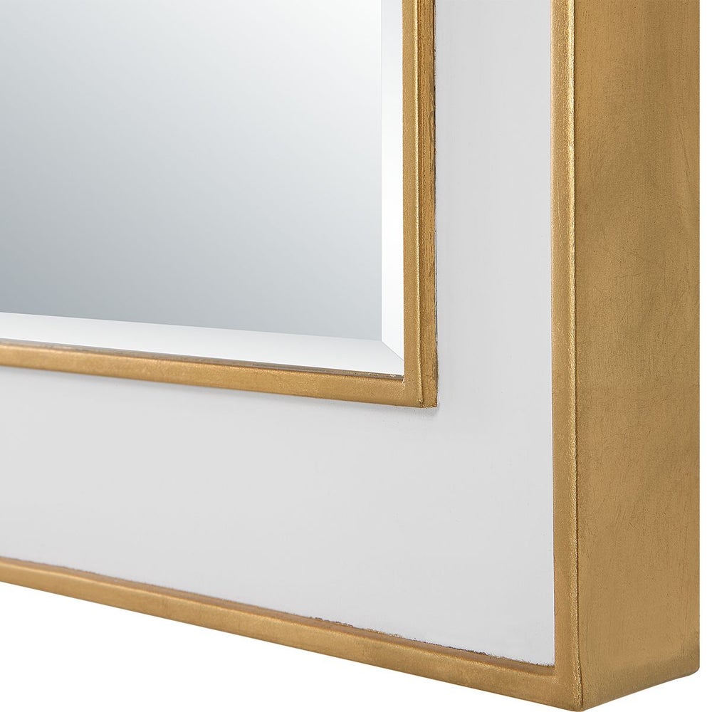 Rectangle Gold and White Mirror