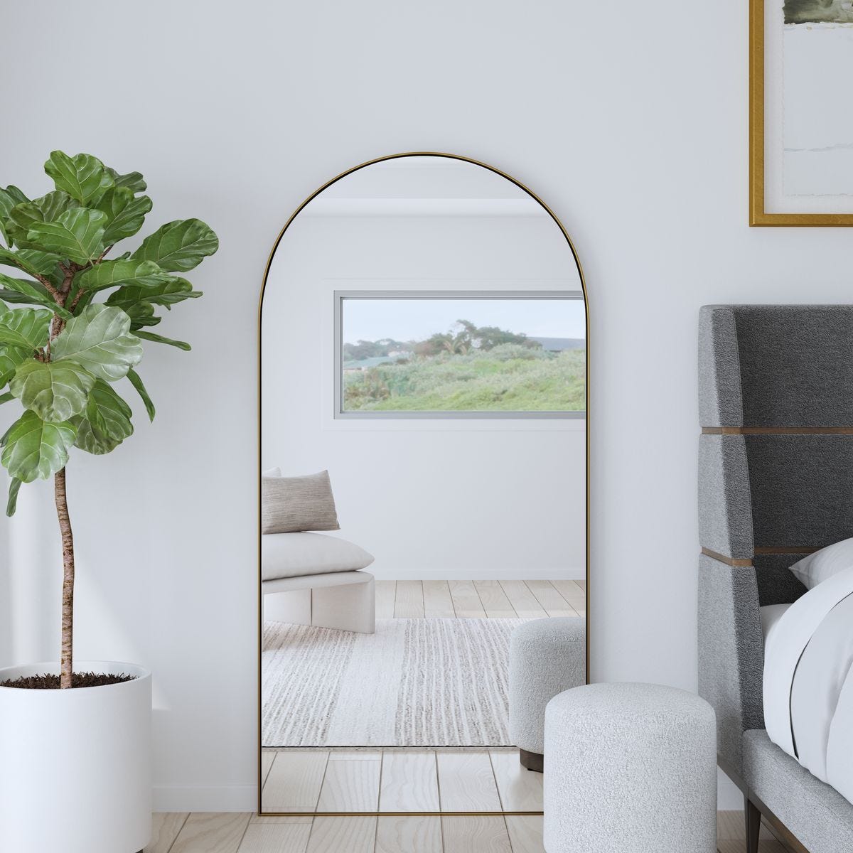 Gold Arched Floor Mirror