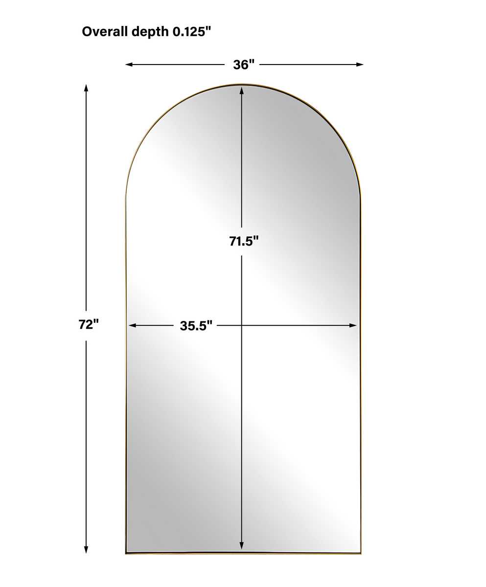 Gold arched long mirror dimensions.