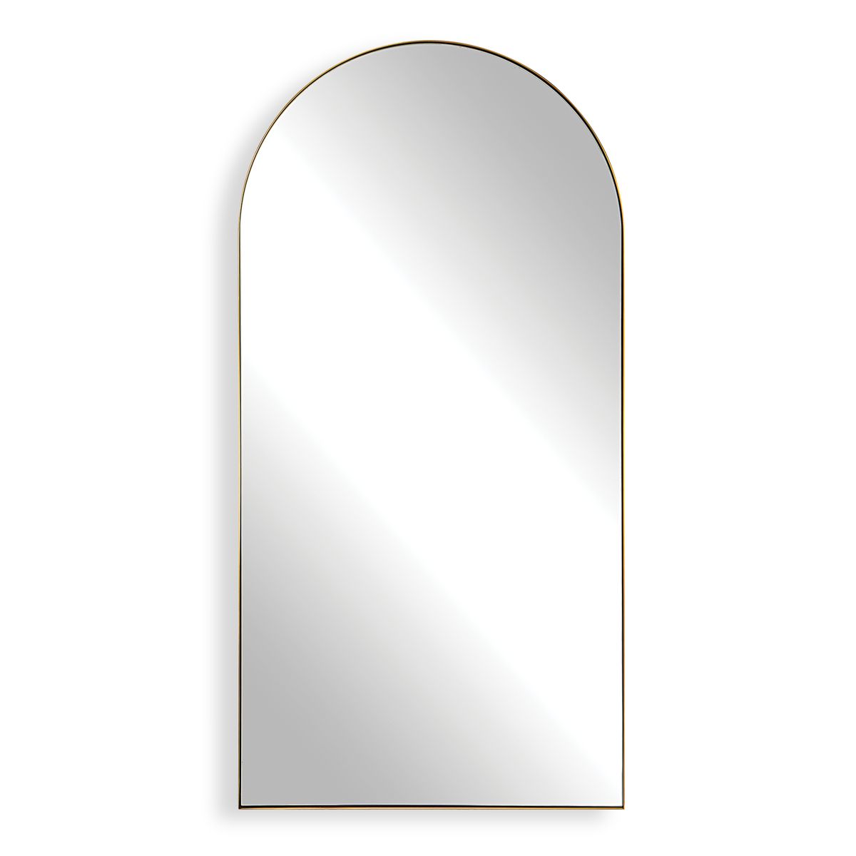 Gold arched long mirror.
