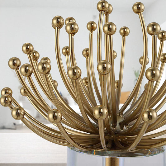 Gold decorative objects entryway console.