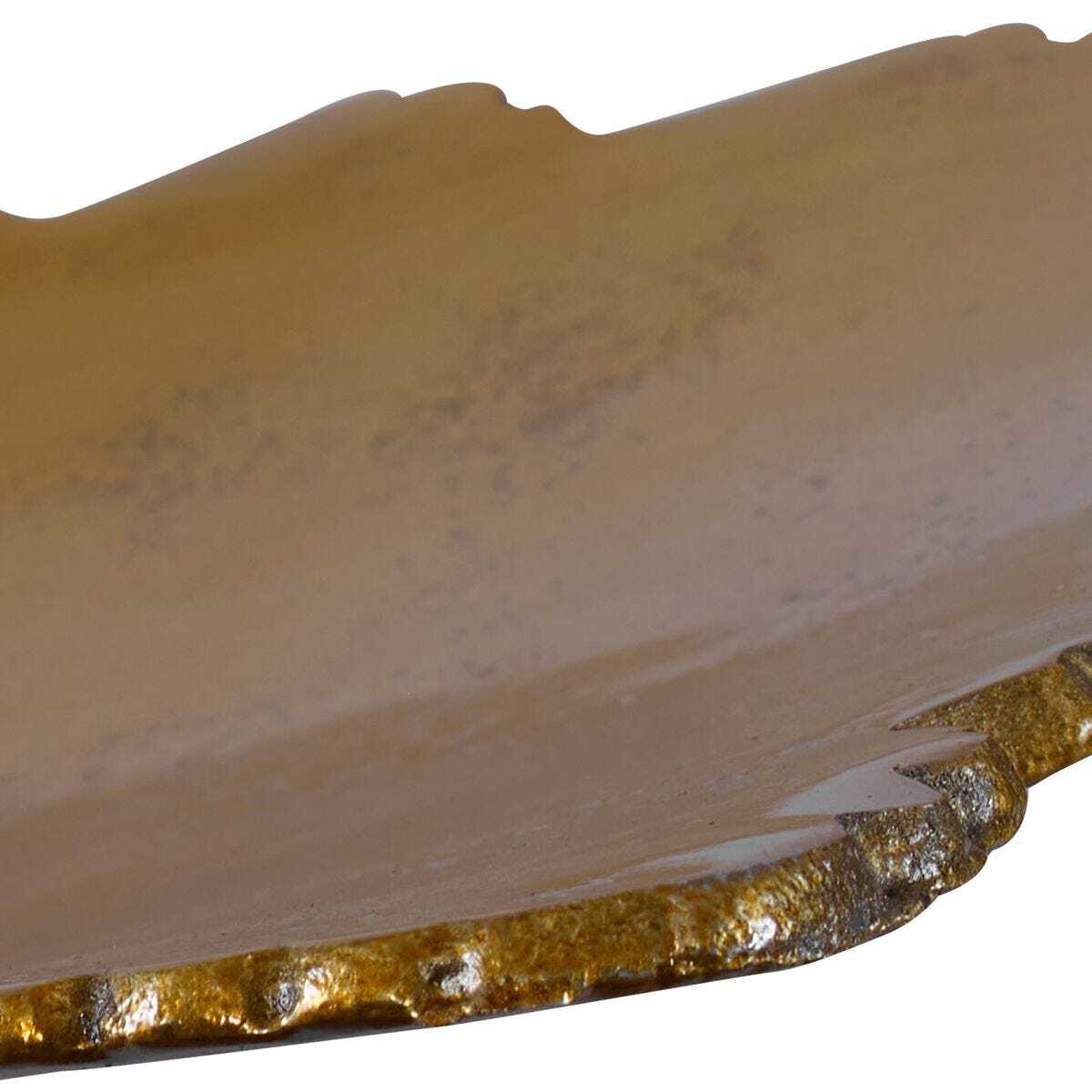 Decorative tray with gold rim on a white background