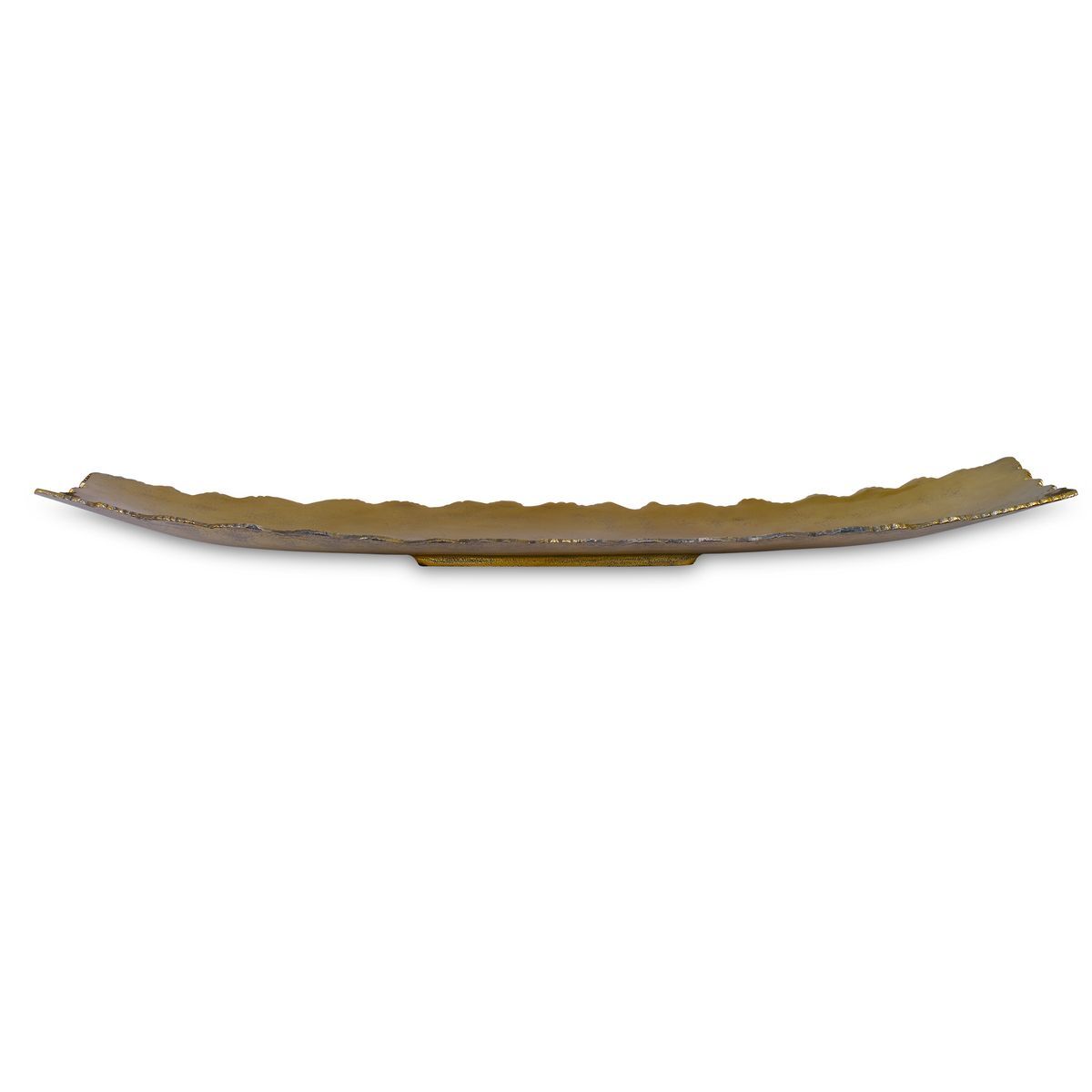 Metallic leaf-shaped object on a white background