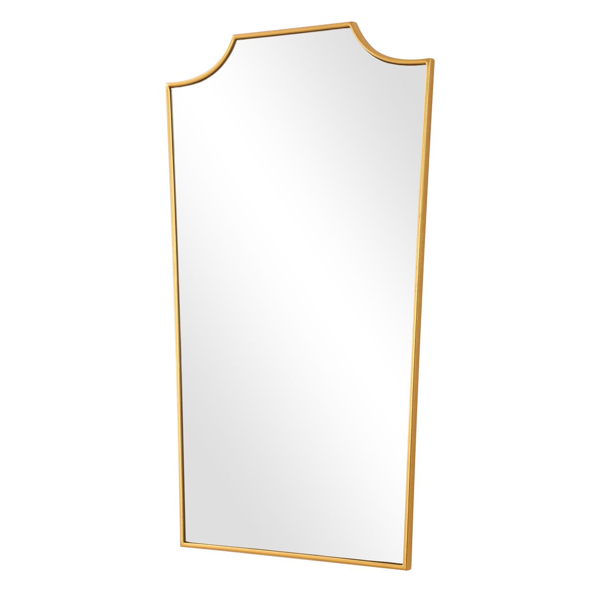Rectangular mirror with a gold frame on a white background
