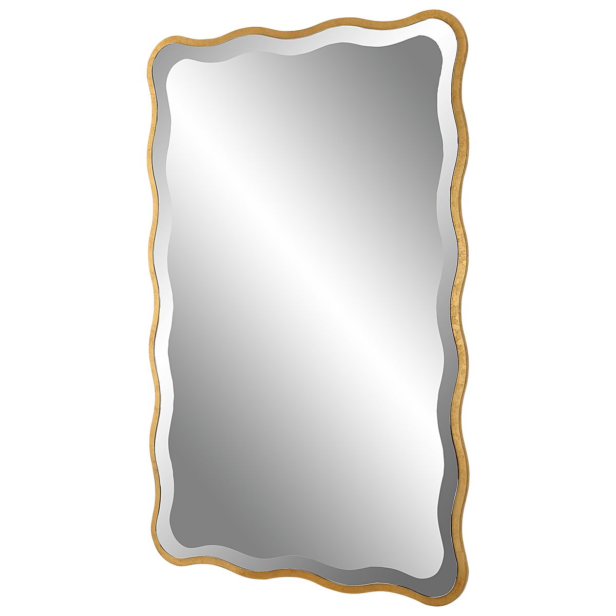 Gold scalloped mirror angled.
