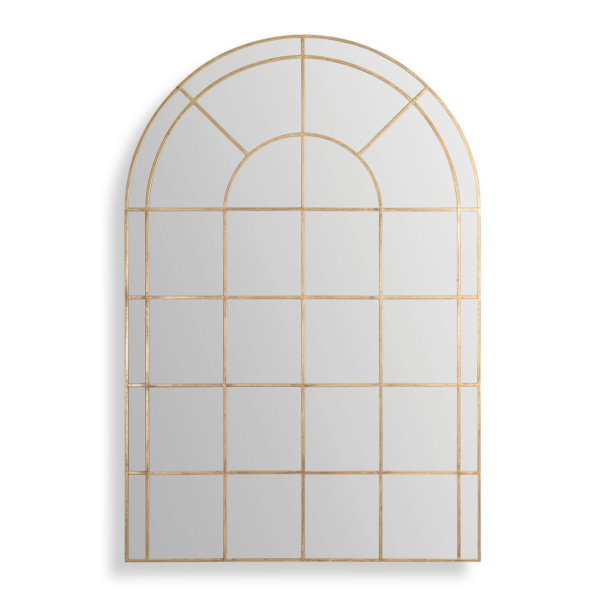 Decorative wall mirror with gold frame on a white background