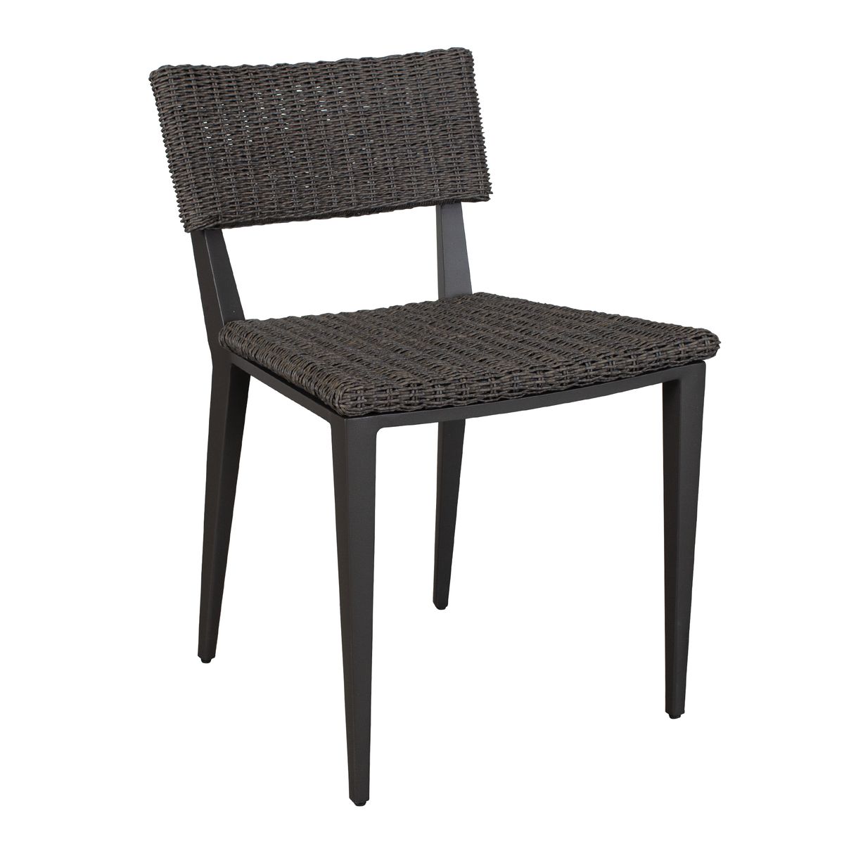 Dark woven chair on a white background