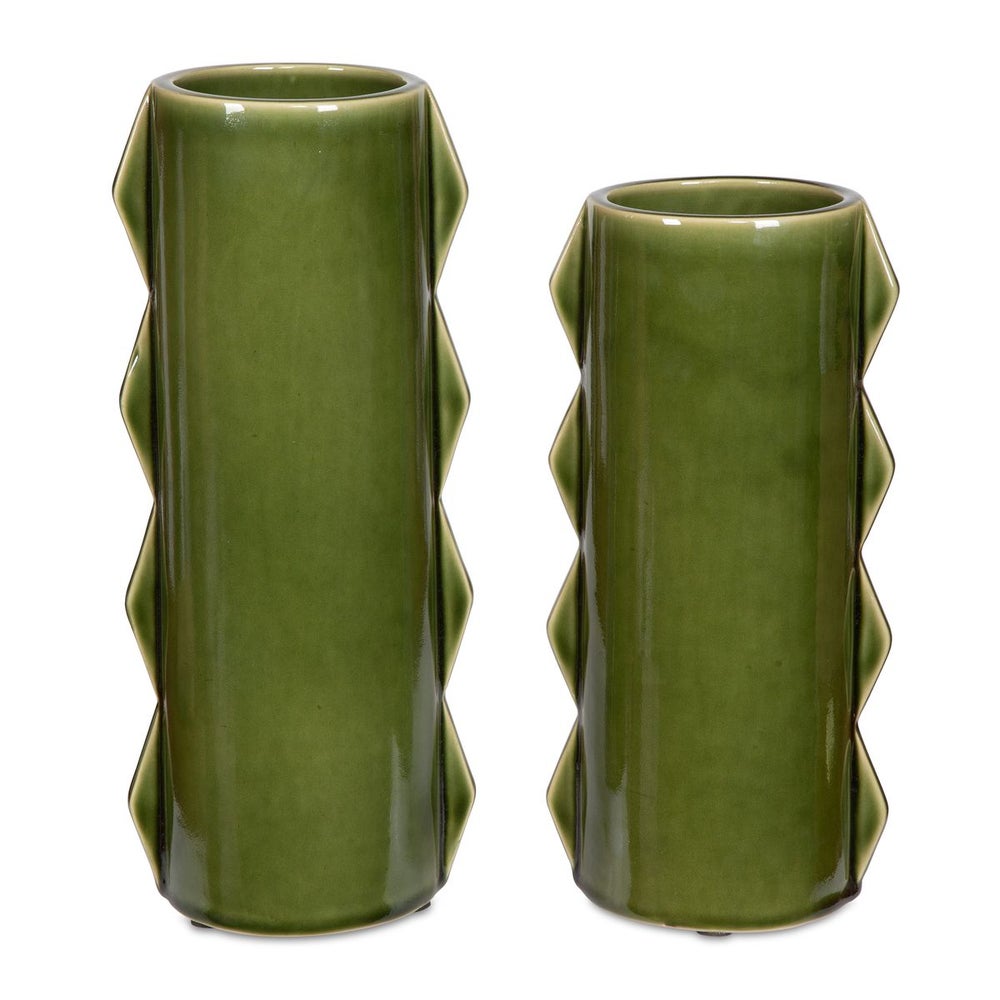 Green Ceramic Vases — Set of 2