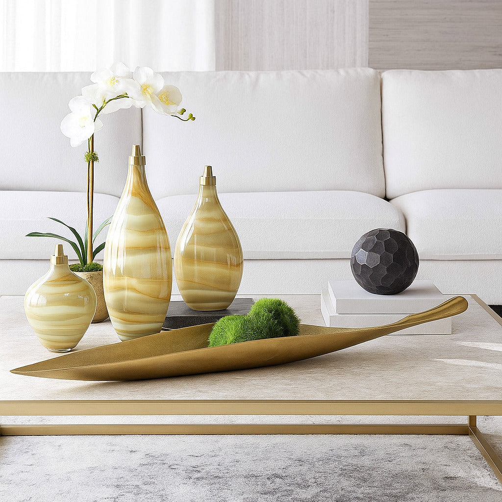 Coastal coffee table tray in gold.