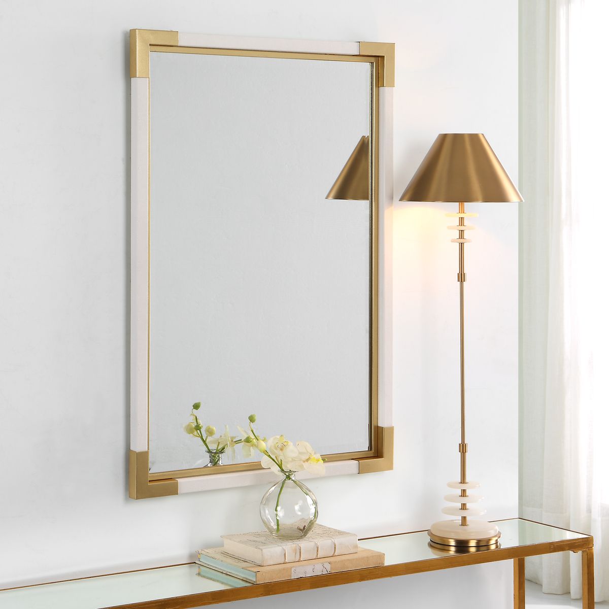 Gold and White Mirror