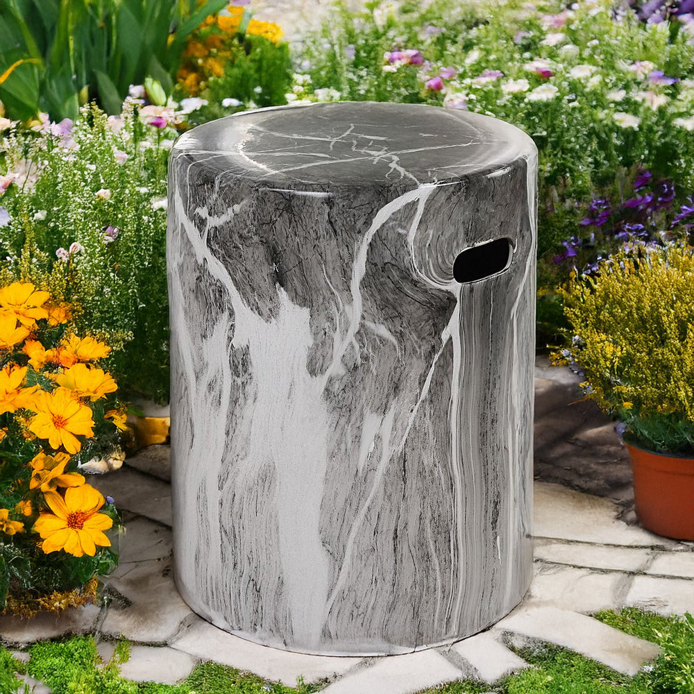 Contemporary Garden Stool — Ceramic Marbled Finish