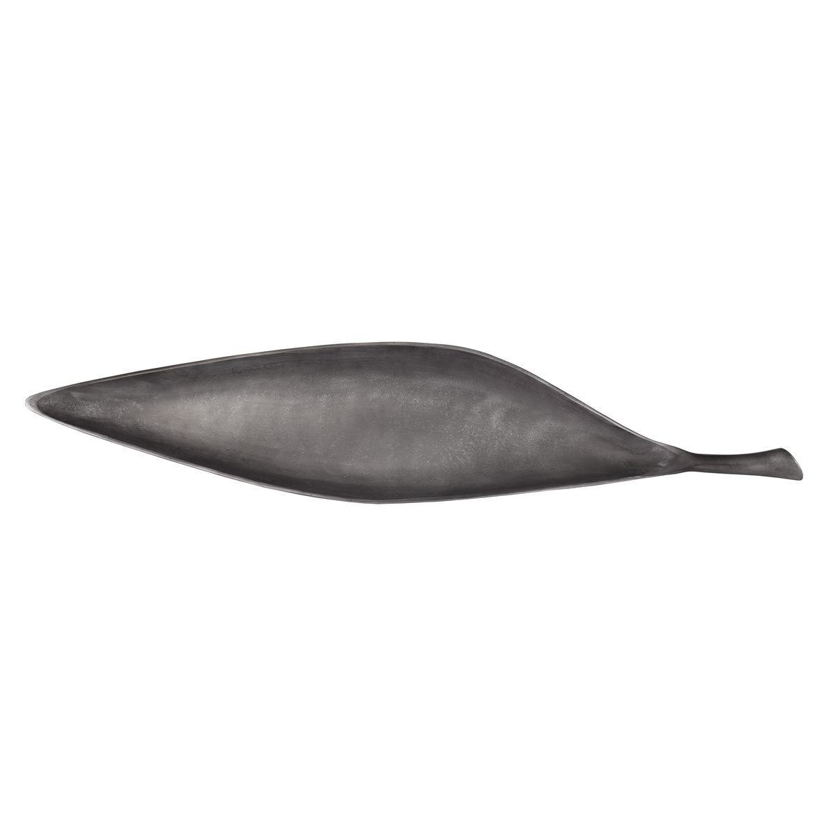 Black fish-shaped plate on a white background