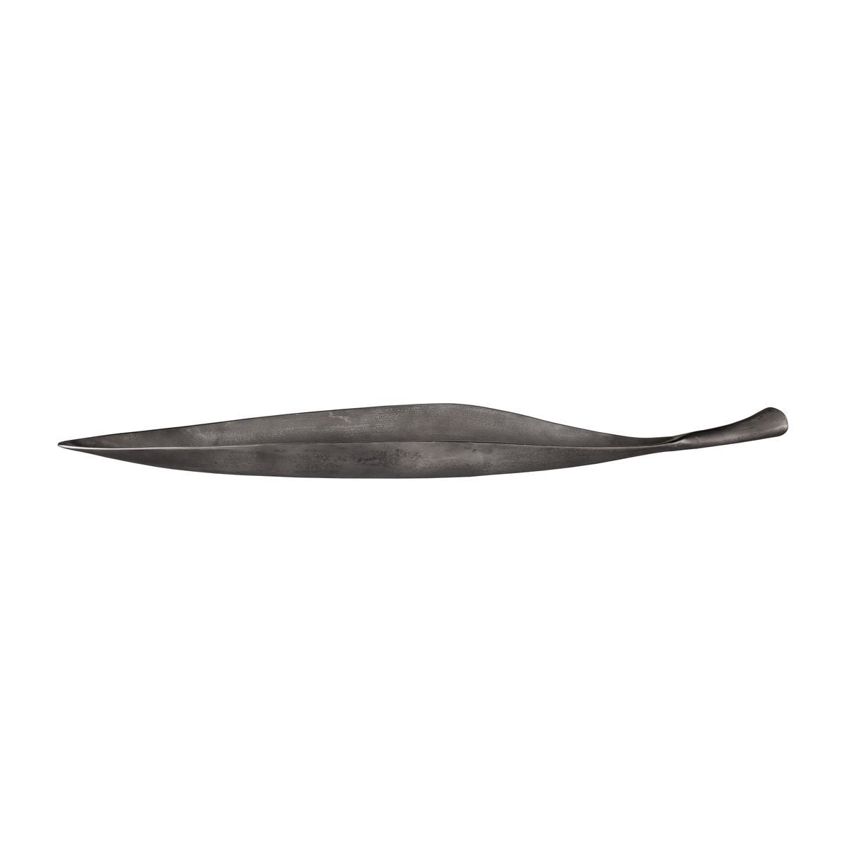 Large, dark-colored leaf-shaped object on a white background