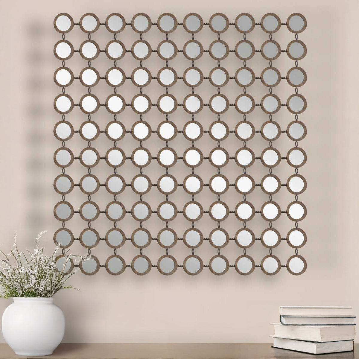 Mirrored Wall Art above Console.