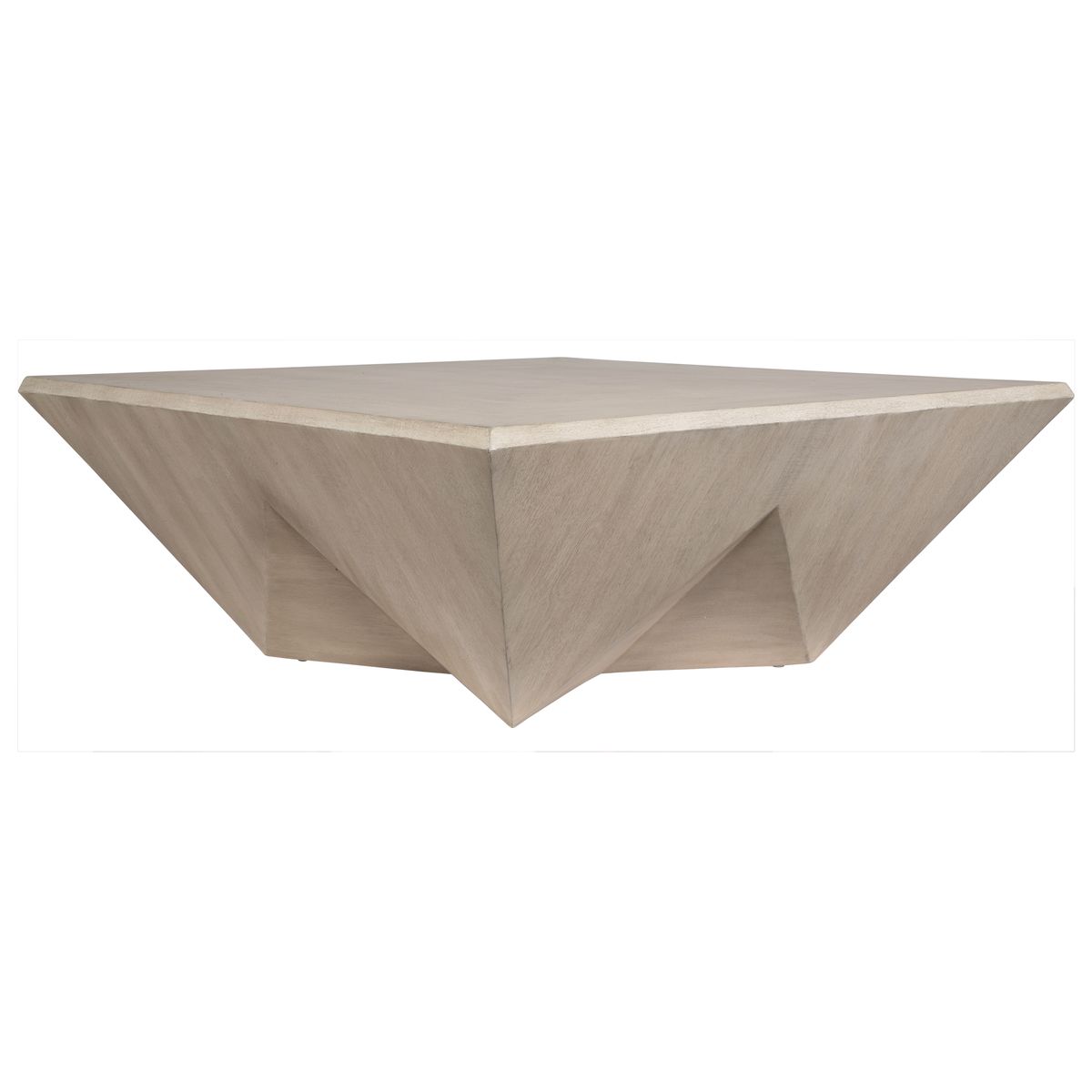 Wooden coffee table with a geometric design on a white background