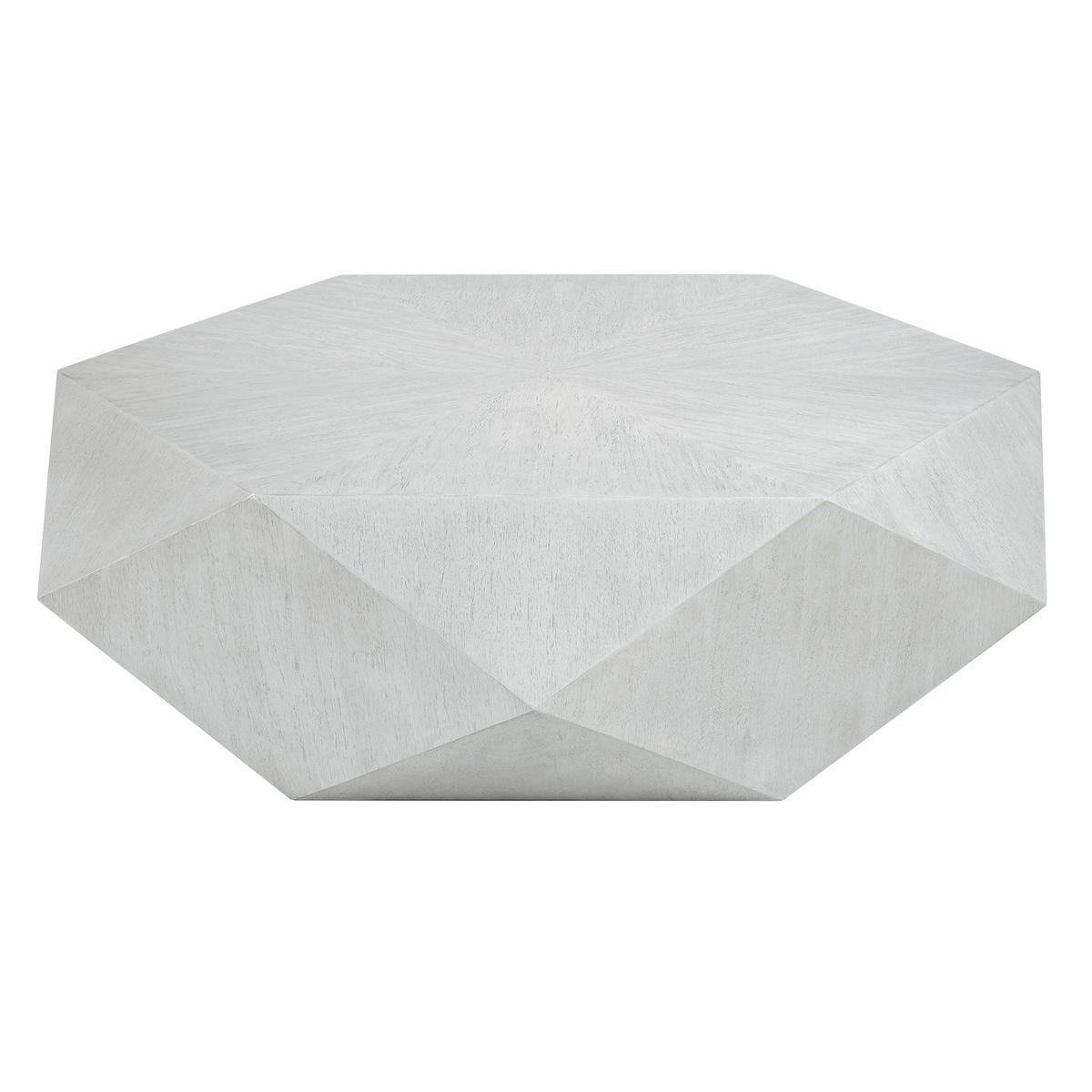 Modern white coffee table on white background.