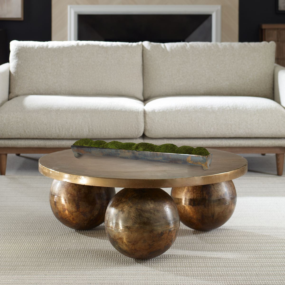Moss centerpiece. on coffee table