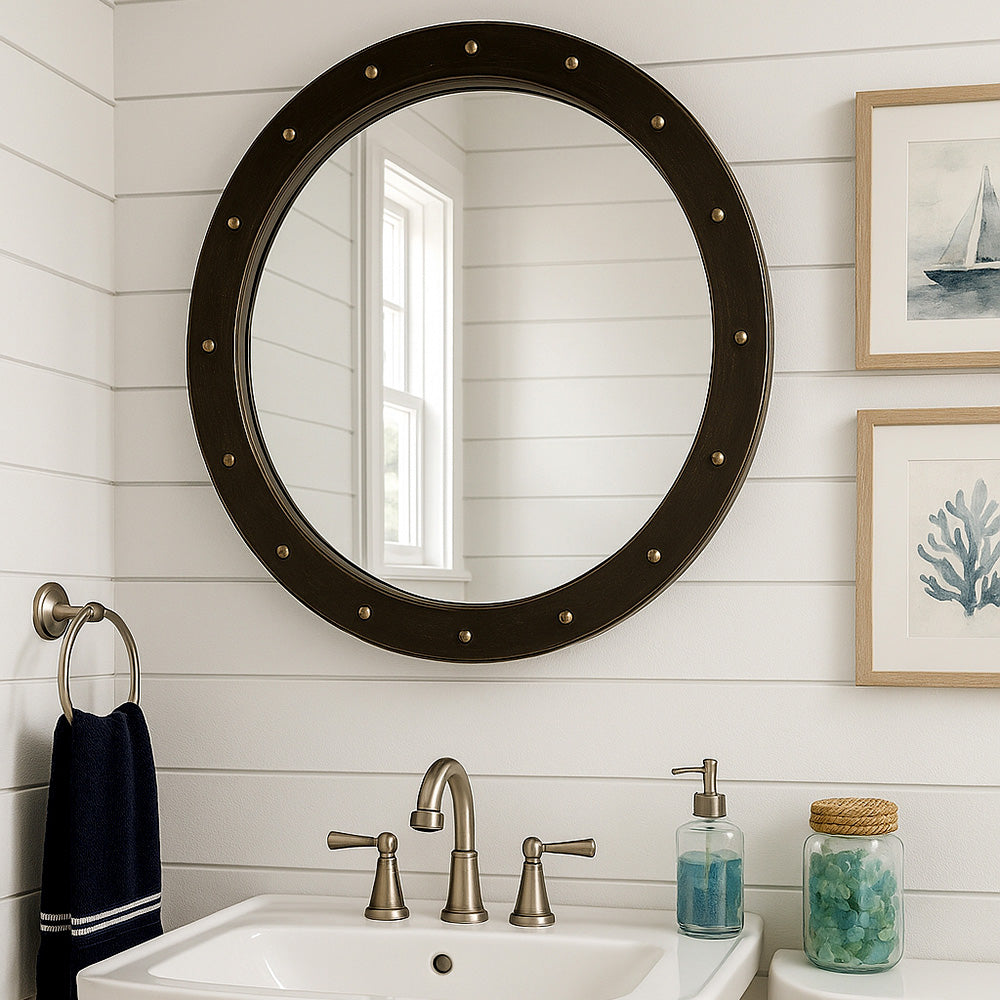 Round porthole nautical mirror.