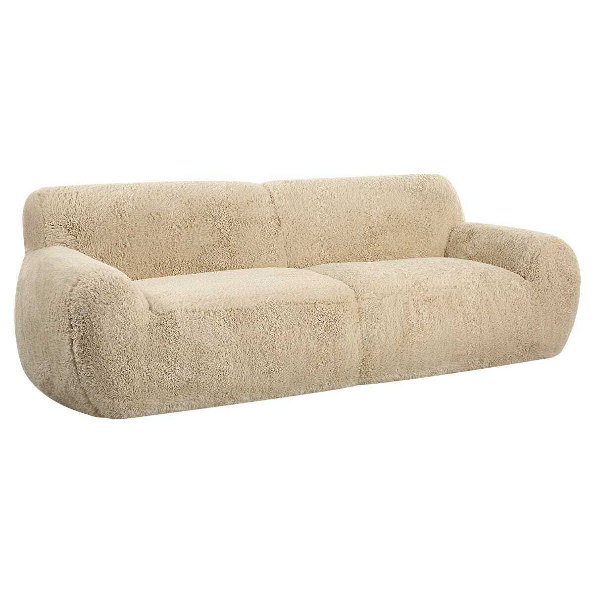 Beige sofa with a soft texture on a white background