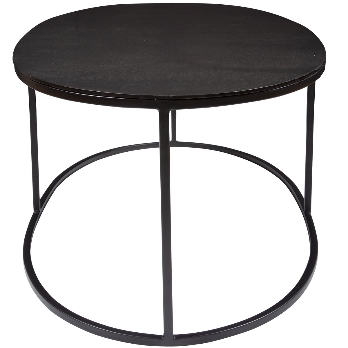 Oval metal coffee table.